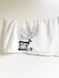 deer tree tea towel